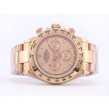 Rolex Daytona Chronograph Swiss Valjoux 7750 Movement Full Rose Gold with Champagne Dial