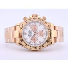 Rolex Daytona Chronograph Swiss Valjoux 7750 Movement Rose Gold Case with White Dial