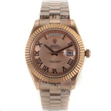 Rolex Day-Date II Swiss ETA 2836 Movement Full Rose Gold with Champagne Dial 41mm