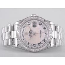Rolex Day-Date Swiss ETA 2836 Movement Diamond Bezel with Pink Dial Roman Marking