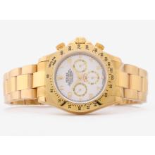 Rolex Daytona Working Chronograph Full Gold with White Dial Number Marking Sapphire Glass
