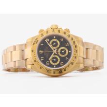 Rolex Daytona Working Chronograph Full Gold with Black Dial Number Marking Sapphire Glass