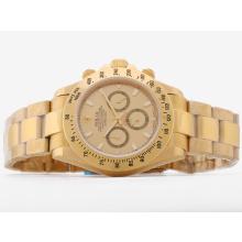 Rolex Daytona Working Chronograph Full Gold with Golden Dial Stick Marking Sapphire Glass