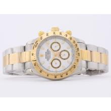 Rolex Daytona Working Chronograph Two Tone with White Dial Stick Marking Sapphire Glass