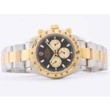 Rolex Daytona Working Chronograph Two Tone with Black Dial Stick Marking Sapphire Glass