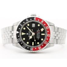 Rolex Vintage GMT SS Black/Red Bezel With Jubilee Bracelet Same Structure As Swiss ETA Version-High Quality