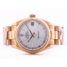 Rolex DateJust Swiss ETA 2836 Movement Full Rose Gold White Dial with Stick Marking Mid Size