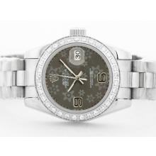 Rolex Datejust Automatic with Gray Floral Motif Dial with Diamond Bezel-2009 New Version