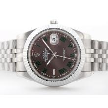 Rolex Datejust II Automatic Brown Dial with Green Roman Marking S/S