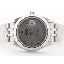 Rolex Datejust II Automatic Gray Dial with Blue Number Marking S/S