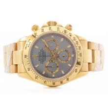 Rolex Daytona Chronograph Asia Valjoux 7750 Movement Full Gold with Gray Dial New Improved 29J Version