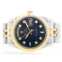Rolex Day Date Automatic SS/YG Two Tone Blue Dial with Diamond Marking