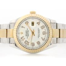 Rolex Datejust II Automatic Two Tone with White Dial Number Marking 41mm Version