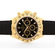 Rolex Daytona Working Chronograph18K Yellow Gold Case Black Dial with Stick Marking