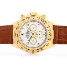Rolex Daytona Cosmograph Working Chronograph 18K Yellow Gold Case White Dial with Arabic Marking