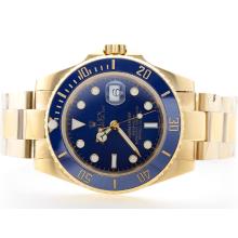 Rolex Submariner Automatic Full Gold with Blue Dial Blue Ceramic Bezel