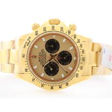 Rolex Daytona Asia Valjoux 7750 Movement Full 18K Gold Plated With Golden Dial