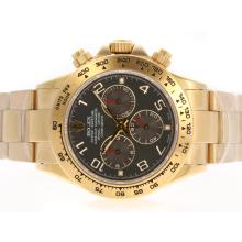 Rolex Daytona Chronograph Asia Valjoux 7750 Movement Full 18K Gold Plated Case Gray Dial 2009 New Release Version