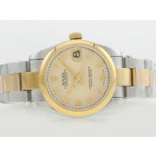 Rolex Datejust Swiss ETA 2836 Movement Two Tone with Golden Dial Number Marking