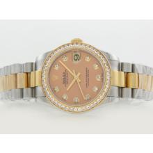 Rolex Datejust Swiss ETA 2836 Movement Two Tone Diamond Marking and Bezel with Champagne Dial 1