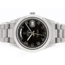 Rolex Day-Date II Automatic with Black Wave Dial Number Marking 41mm Version