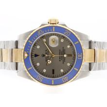 Rolex Submariner Automatic 18K Two Tone Plated with Gray Dial Blue Ceramic Bezel