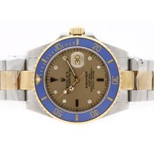 Rolex Submariner Automatic 18K Two Tone Plated with Golden Dial Blue Ceramic Bezel