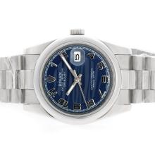 Rolex Datejust Automatic with Blue Wave Dial Number Marking