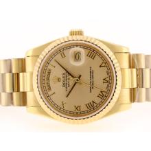 Rolex Day-Date Swiss ETA 2836 Movement Full Gold with Golden Dial Roman Marking-1