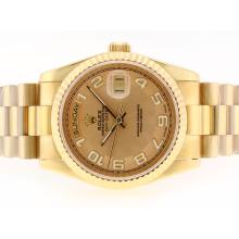 Rolex Day-Date Swiss ETA 2836 Movement Full Gold with Golden Dial Number Marking