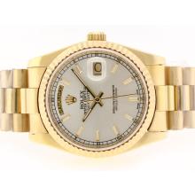 Rolex Day-Date Swiss ETA 2836 Movement Full Gold with Gray Dial Stick Marking-1