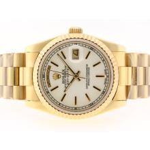 Rolex Day-Date Swiss ETA 2836 Movement Full Gold with White MOP Dial Stick Marking