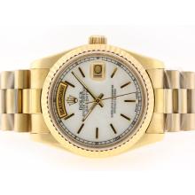 Rolex Day-Date Swiss ETA 2836 Movement Full Gold with White Dial Stick Marking-1