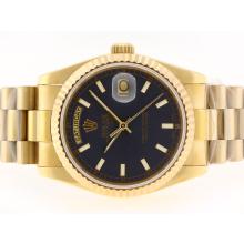 Rolex Day-Date Swiss ETA 2836 Movement Full Gold with Blue Dial Stick Marking