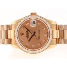 Rolex Datejust Swiss ETA 2836 Movement Full Rose Gold Diamond Marking and Bezel with Champagne Dial