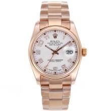 Rolex Datejust Swiss ETA 2836 Movement Full Rose Gold with White Dial Number Marking