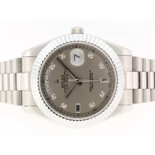 Rolex Day-Date II Swiss ETA 2836 Movement Diamond Markers with Gray Dial 41mm Version