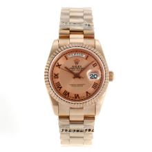 Rolex Day-Date Swiss ETA 2836 Movement Full Rose Gold with Champagne Dial Roman Markers