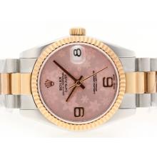 Rolex Datejust Swiss ETA 2836 Movement Two Tone with Pink Floral Motif Dial