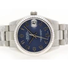 Rolex Datejust Swiss ETA 2836 Movement Number Marking with Blue Dial