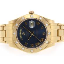 Rolex Masterpiece Swiss ETA 2836 Movement Full Gold Roman Marking with Blue Dial