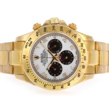 Rolex Daytona Working Chronograph Full Gold with White Dial Number Markers