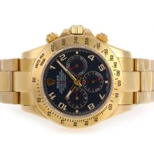 Rolex Daytona Working Chronograph Full Gold with Blue Dial Number Markers