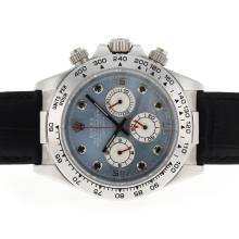 Rolex Daytona Working Chronograph Diamond Markers with Blue MOP Dial Leather Strap