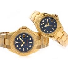 Rolex Yacht-Master Swiss ETA 2836 Movement Full Gold with Blue Dial