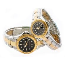 Rolex Yacht-Master Swiss ETA 2836 Movement Two Tone with Black Dial