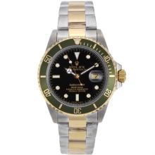 Rolex Submariner Automatic Two Tone with Black Dial and Green Bezel