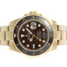Rolex Submariner Harley Davidson Automatic Full Gold with Brown Dial Ceramic Bezel
