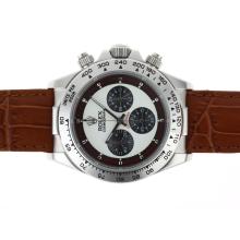 Rolex Daytona Working Chronograph with White Dial Leather Strap-2