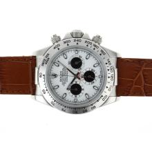 Rolex Daytona Working Chronograph with White Dial Leather Strap